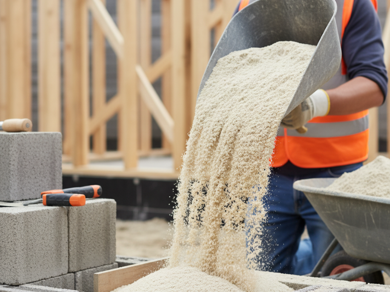washed sand in construction