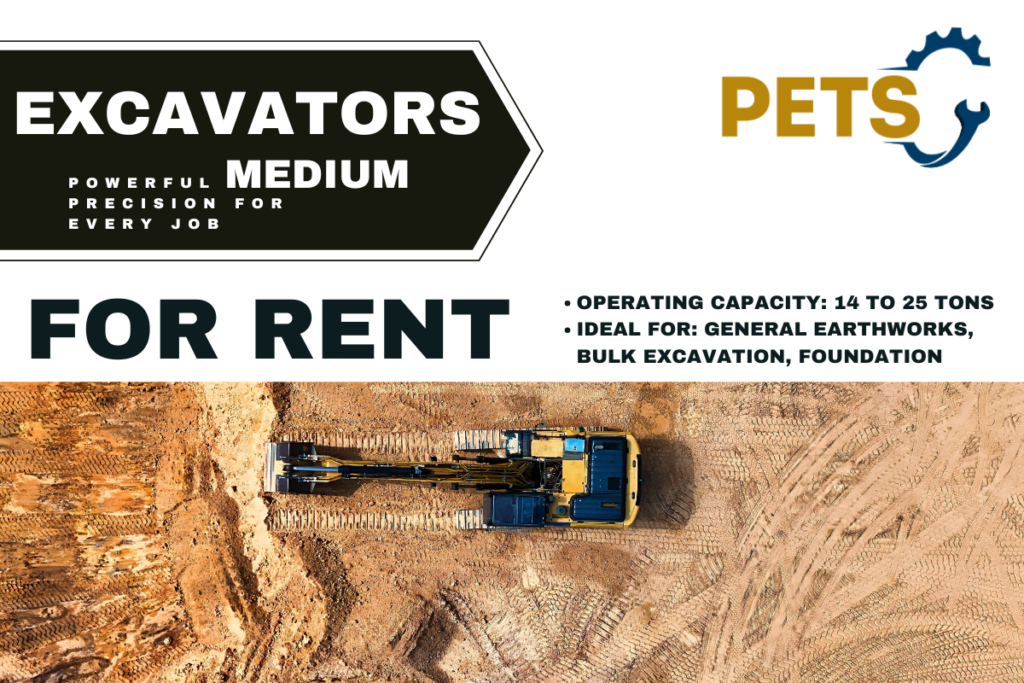 Rent medium excavators 14–25 ton in UAE for earthworks, bulk excavation & foundations. Fast delivery across Dubai, Abu Dhabi & Sharjah.